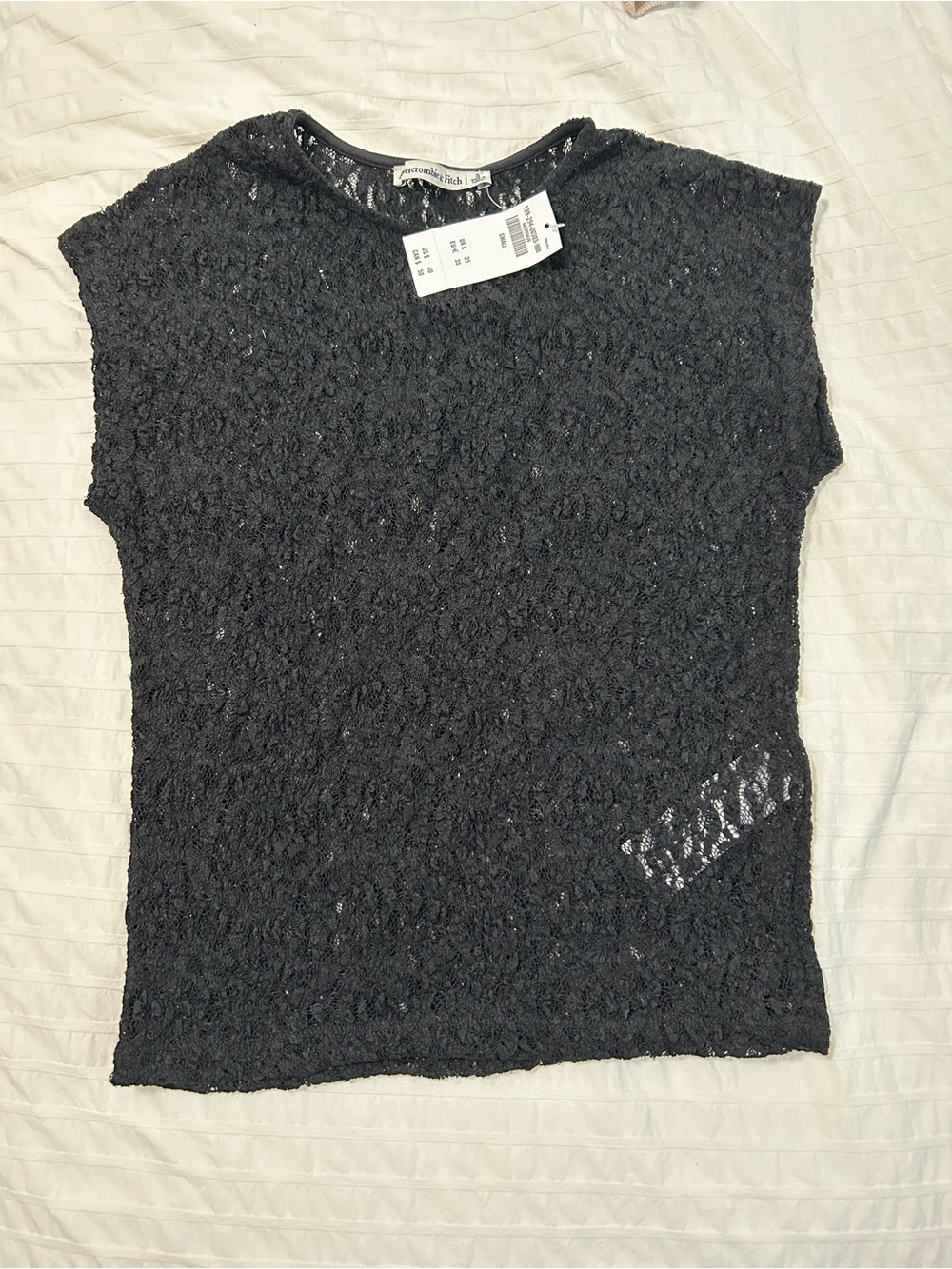 Abercrombie & Fitch Black Crochet Short Sleeve Tunic
